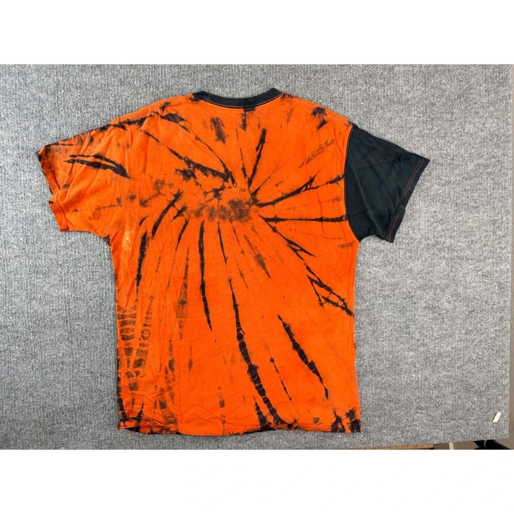 Nike Vintage Tie Dye T-Shirt Mens Medium Orange Black Graphic Swoosh Y2K 90s Tee